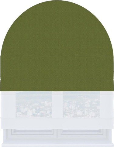 Римская штора «Кортин» день-ночь для арочного проёма, ткань блэкаут однотонный цвет оливковый