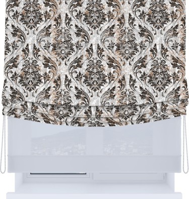 Римская штора «Кортин», день-ночь с мягкими складками, «Дамаск тёмный»