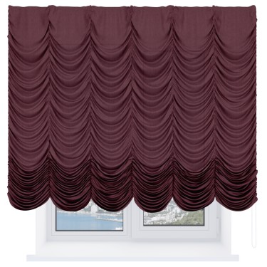 Французская штора «Кортин», лён кашемир бордовый