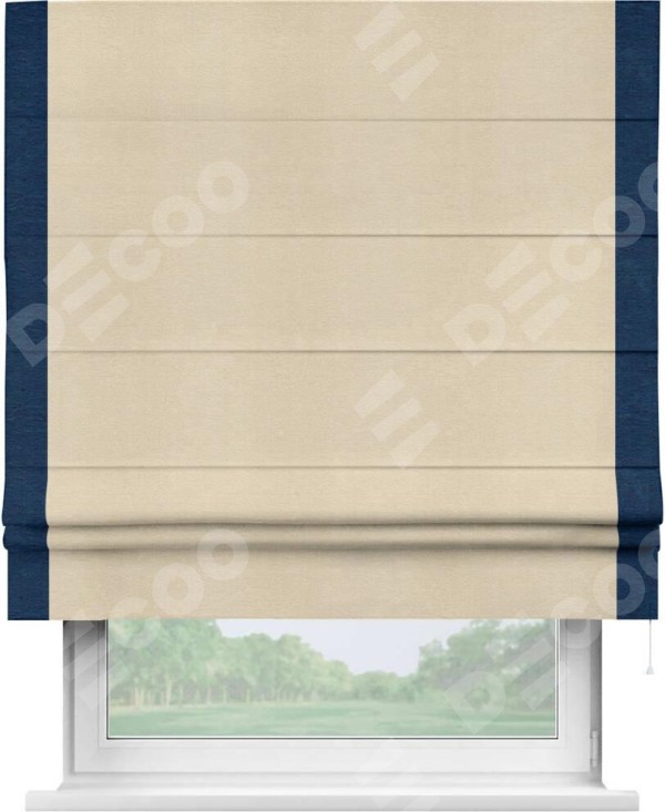 Римская штора «Кортин» с кантом Стрим Дуо, для проема, ткань софт однотонный бежевый лайт