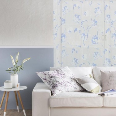 Тюль "Этель" Цветочная иллюзия (голубой) без утяжелителя, ширина 135 см, высота 270 см