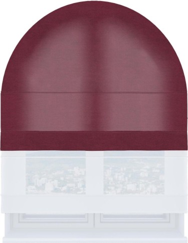 Римская штора «Кортин» день-ночь для арочного проёма, ткань вельвет бордовый