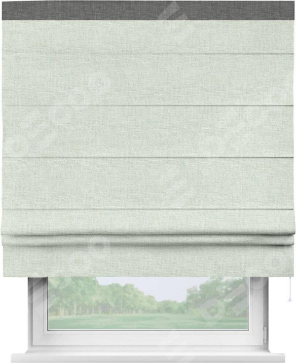 Римская штора «Кортин» для проёма, лён топлёное молоко, с кантом Кинг
