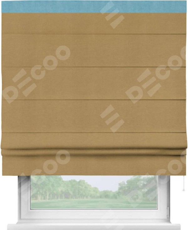 Римская штора «Кортин» с кантом Кинг, для проема, ткань вельвет горчица