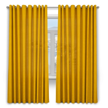 Шторы на люверсах ткань вельвет желтый
