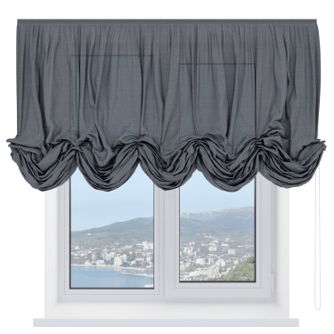 Австрийская штора «Кортин», лён тёмно-серый