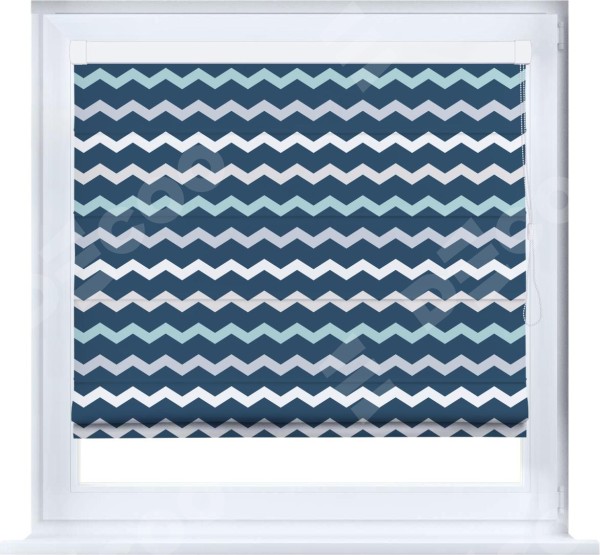 Римская штора «Кортин» кассетная «Морской шеврон»