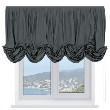 Австрийская штора «Кортин», вельвет тёмно-серый