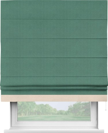 Римская штора «Кортин» с кантом Джестер, для проема, ткань блэкаут с блеском изумрудный