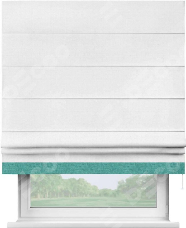 Римская штора «Кортин» с кантом Джестер, для проема, ткань лён белый