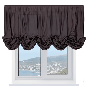 Австрийская штора «Кортин», ткань лён коричневый