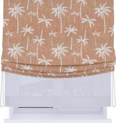 Римская штора «Кортин», день-ночь с мягкими складками, «Пальмы на закате»