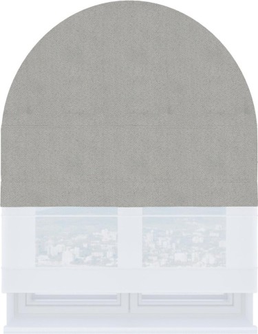 Римская штора «Кортин» день-ночь для арочного проёма, ткань блэкаут с блеском тёмно-серый