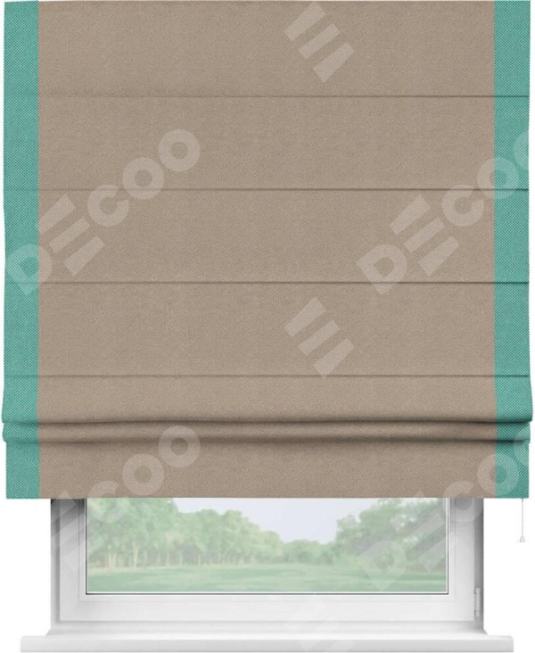 Римская штора «Кортин» с кантом Стрим Дуо, для проема, ткань лён димаут, светло-бежевый