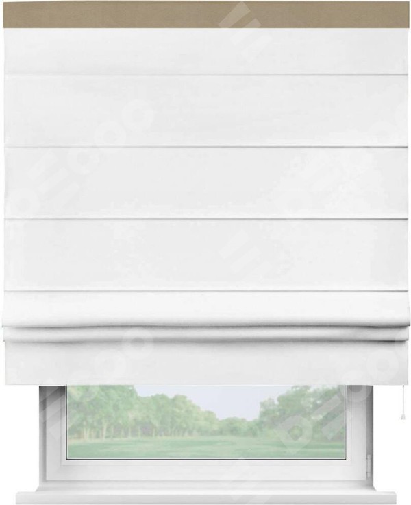 Римская штора «Кортин» с кантом Кинг, для проема, ткань вельвет белый