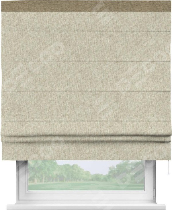Римская штора «Кортин» с кантом Кинг, для проема, ткань стиф димаут светло-бежевый