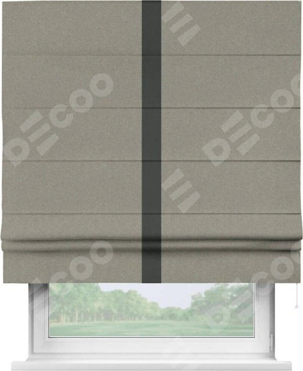 Римская штора «Кортин» с кантом Хайвэй, для проема, лён блэкаут светло-бежевый