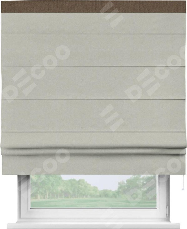 Римская штора «Кортин» с кантом Кинг, для проема, ткань лён димаут, светло-серый