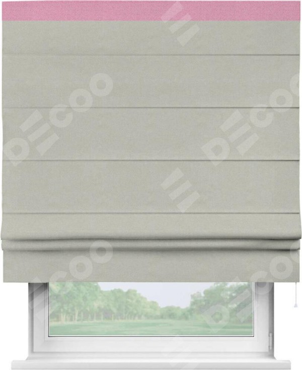 Римская штора «Кортин» с кантом Кинг, для проема, ткань лён димаут, светло-серый