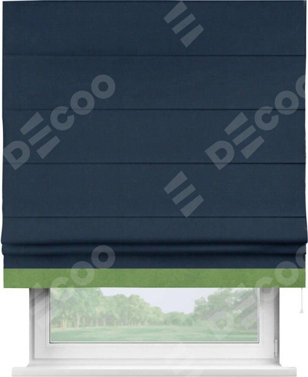 Римская штора с кантом Джестер, для проема, вельвет темно-синий