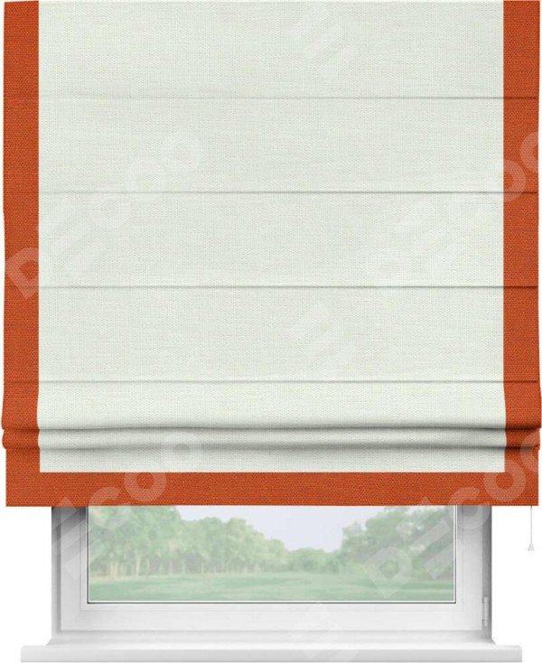 Римская штора «Кортин» с кантом Виктория, для проема, ткань лён молочный