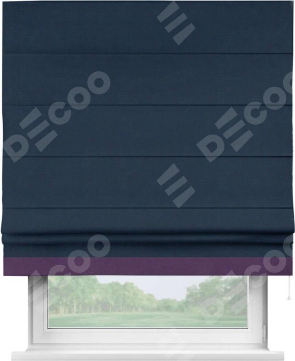 Римская штора с кантом Джестер, для проема, вельвет темно-синий