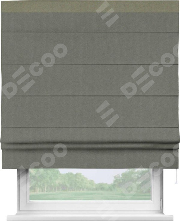 Римская штора «Кортин» с кантом Кинг, для проема, ткань блэкаут однотонный тёмно-серый