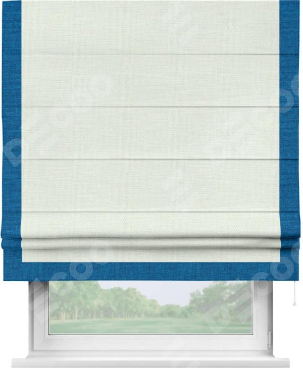 Римская штора «Кортин» с кантом Виктория, для проема, ткань лён молочный