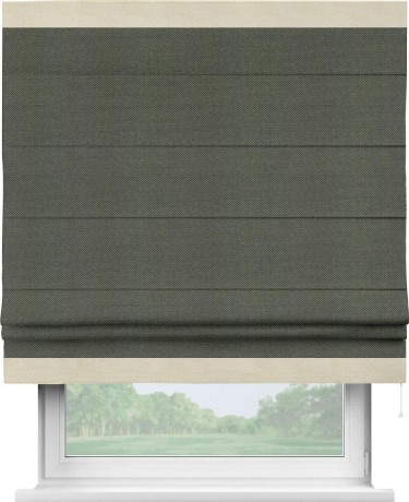 Римская штора «Кортин» с кантом Горизонт, для проема, ткань лён димаут, графит