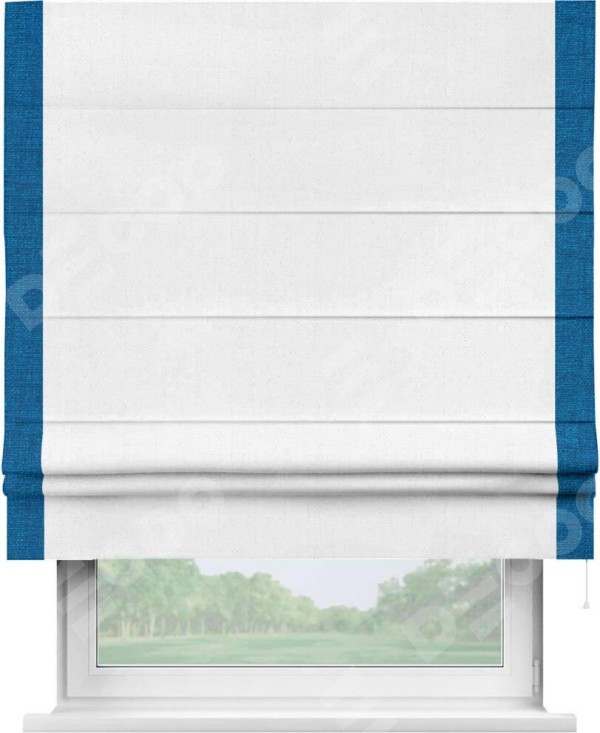 Римская штора «Кортин» с кантом Стрим Дуо, для проема, лён белоснежный