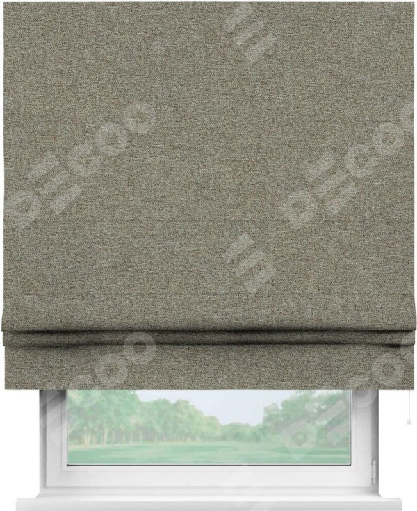 Римская штора «Кортин» для проема, ткань лён блэкаут, светло-бежевый