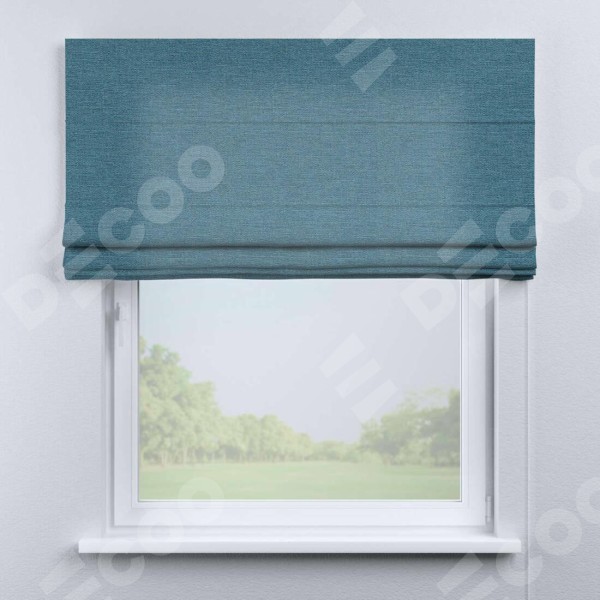 Римская штора «Кортин» для проема, ткань лён голубой