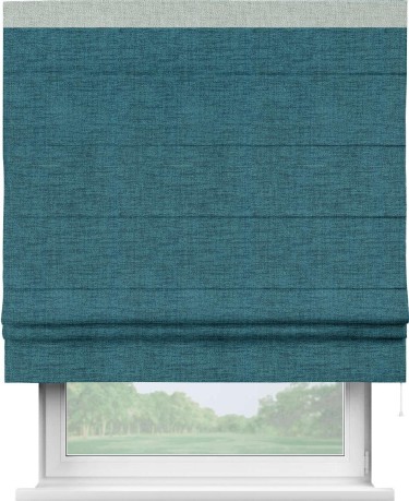 Римская штора «Кортин» с кантом Кинг, для проема, ткань рогожка димаут, синий