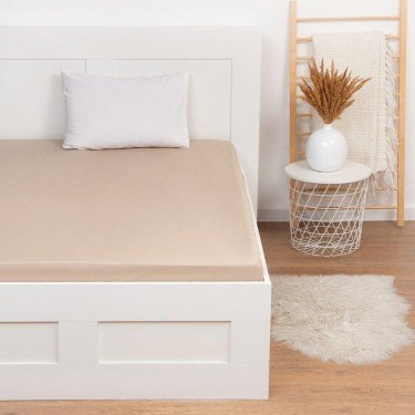 Простыня на резинке "Этель" 160х200х25 см, бежевый, 100% хлопок, перкаль