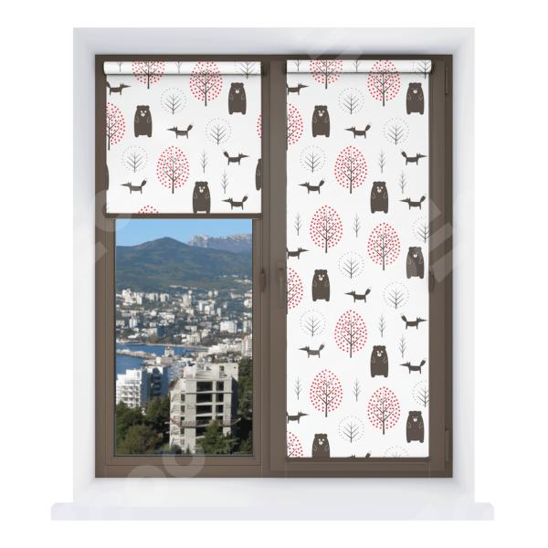 Рулонная штора Мини с принтом Сканди лес