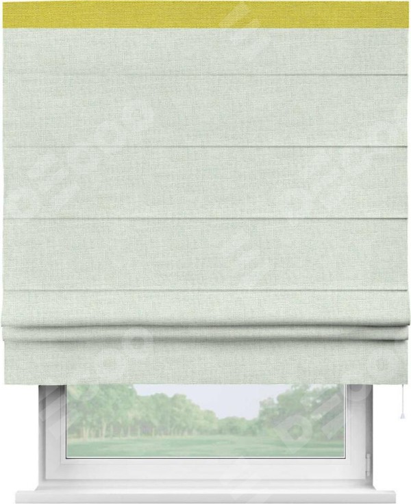 Римская штора «Кортин» для проёма, лён топлёное молоко, с кантом Кинг