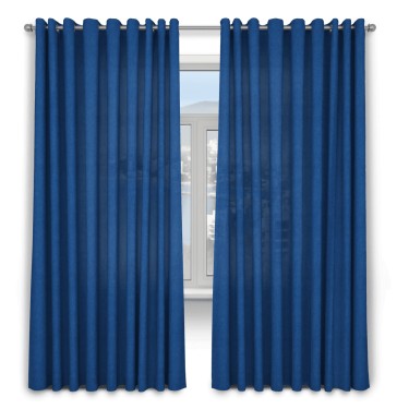 Шторы на люверсах ткань вельвет синий