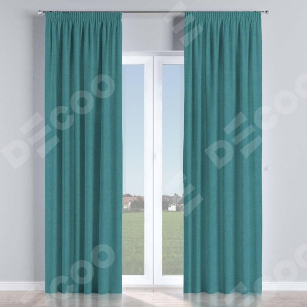 Комплект штор на тесьме «Карандаш», лён бирюзовый