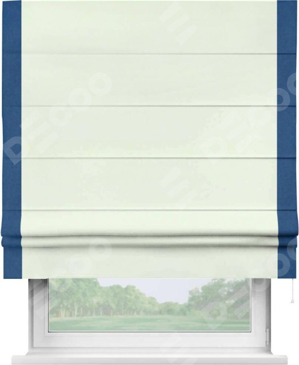 Римская штора «Кортин» с кантом Стрим Дуо, для проема, ткань вельвет кремовый