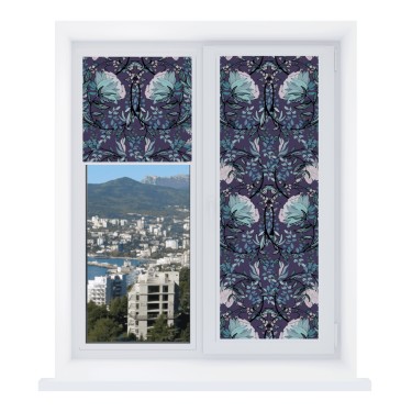 Рулонная штора Уни 2 с принтом Цветочный индиго