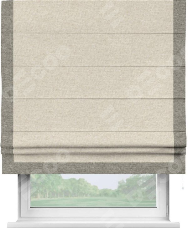 Римская штора «Кортин» с кантом Виктория, для проема, ткань стиф димаут молочный