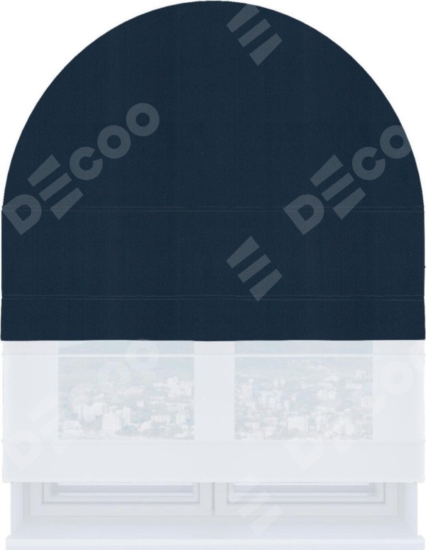 Римская штора «Кортин» день-ночь для арочного проёма, ткань блэкаут однотонный синий