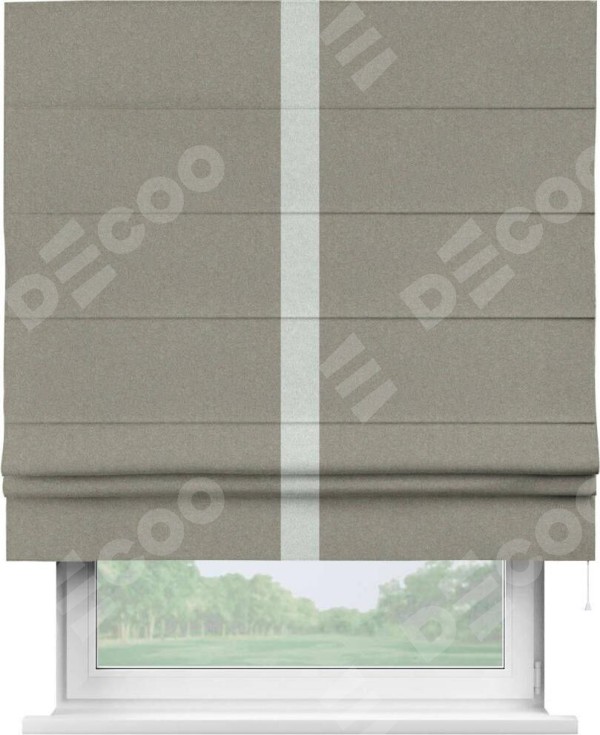 Римская штора «Кортин» с кантом Хайвэй, для проема, лён блэкаут светло-бежевый