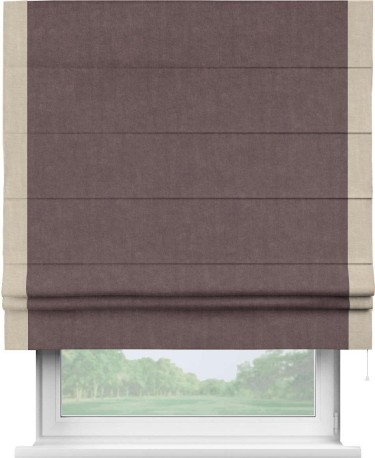 Римская штора «Кортин» для проема, канвас махагон, с кантом Стрим Дуо