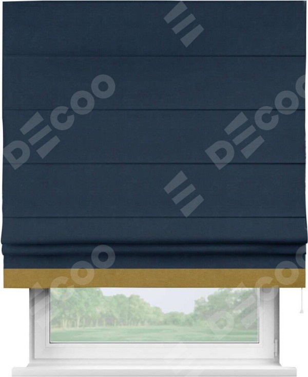 Римская штора с кантом Джестер, для проема, вельвет темно-синий