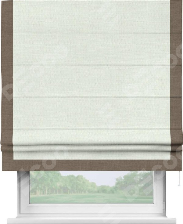 Римская штора «Кортин» с кантом Виктория, для проема, ткань лён молочный