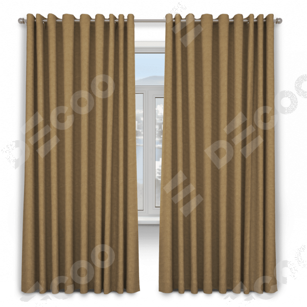 Шторы на люверсах ткань лён димаут, коричневый
