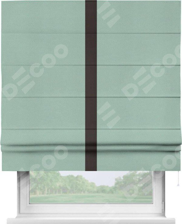 Римская штора «Кортин» с кантом Хайвэй, для проема, ткань блэкаут однотонный ментоловый