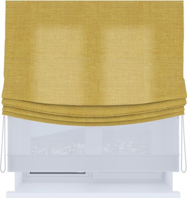 Римская штора «Кортин», день-ночь с мягкими складками, лён горчичный