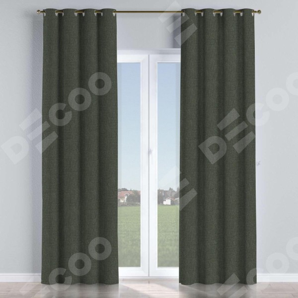 Комплект штор на люверсах лён димаут графитово-серый